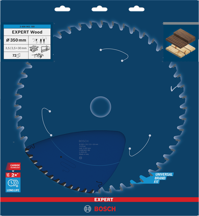 Bosch EXPERT Wood ringsae tera 350mm T72 puidu lõikamiseks.